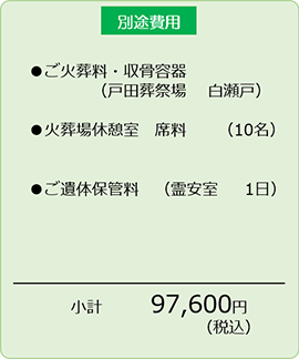 ご火葬のみ(火葬式)の別途費用