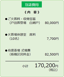 舟渡斎場の別途費用